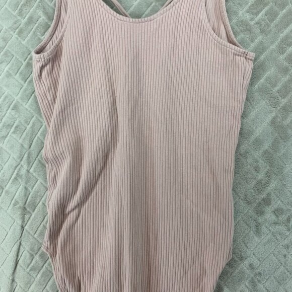 Express One Eleven Womens XS Bodysuit One Piece Pink Ribbed V Neck Sleeveless - Picture 12 of 13